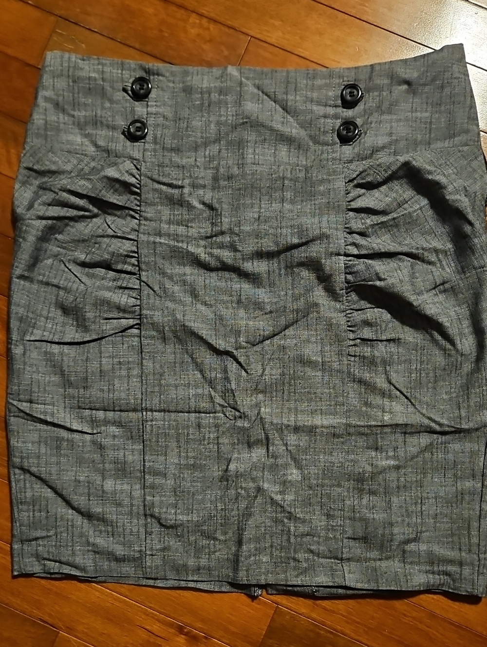 5FOR$30 Heart Soul Gray Ruched Pencil Skirt with Button Detail